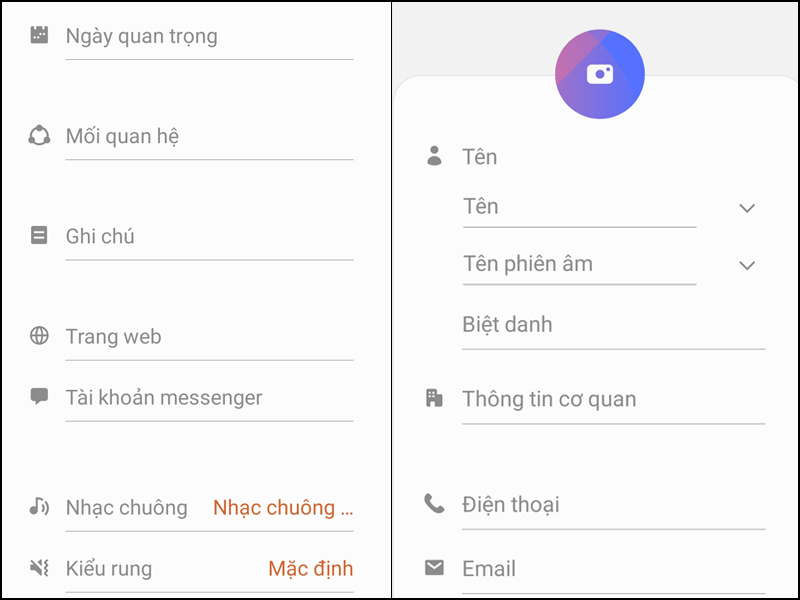 C&aacute;c th&ocirc;ng tin danh bạ lưu tr&ecirc;n điện thoại